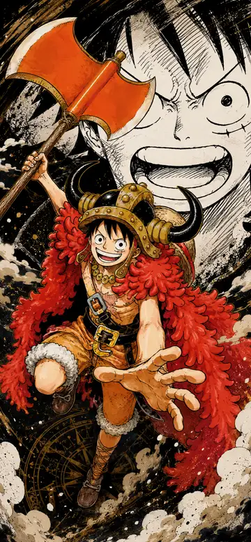 Luffy the Viking phone wallpaper preview